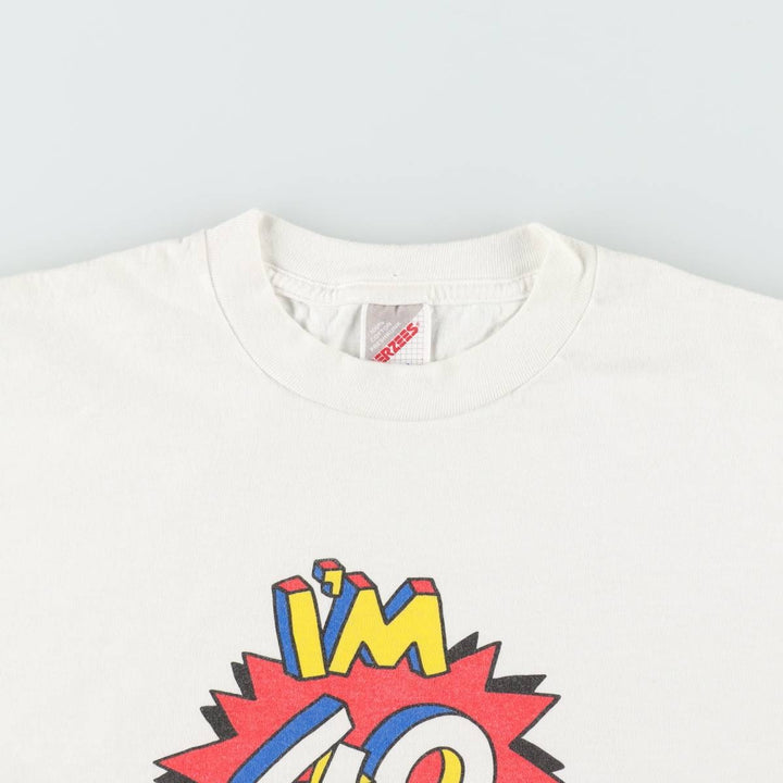 ~90'S Jerzees Message Print T-Shirt, Made in USA, Men's Size L (Equivalent), Vintage cotton white type Vintage Second Hand