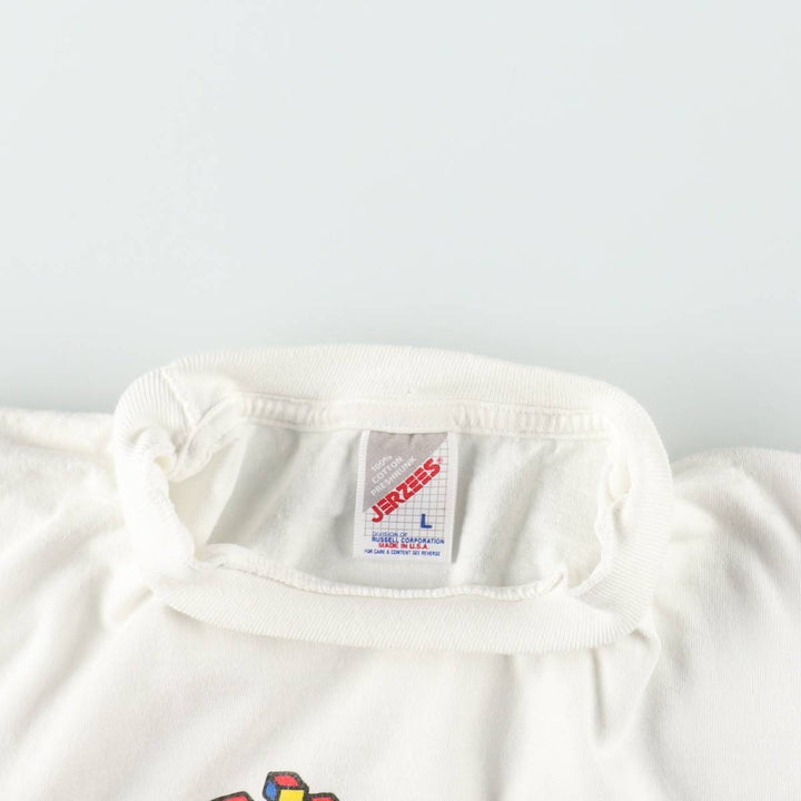 ~90'S Jerzees Message Print T-Shirt, Made in USA, Men's Size L (Equivalent), Vintage cotton white type Vintage Second Hand