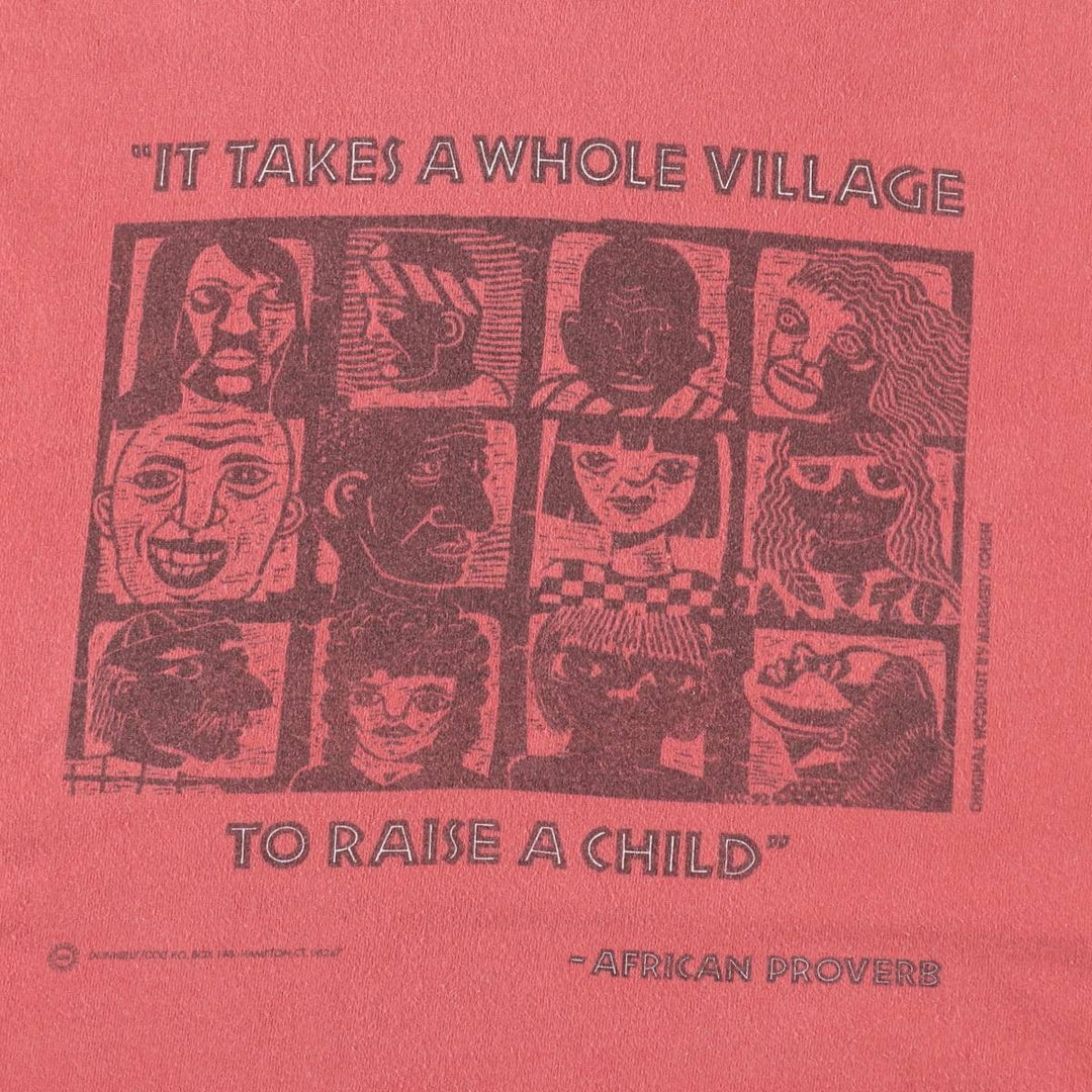 90'S Fruit of the Loom Message Print T-Shirt Made in USA Men's L Size Vintage cotton red type Vintage Second Hand