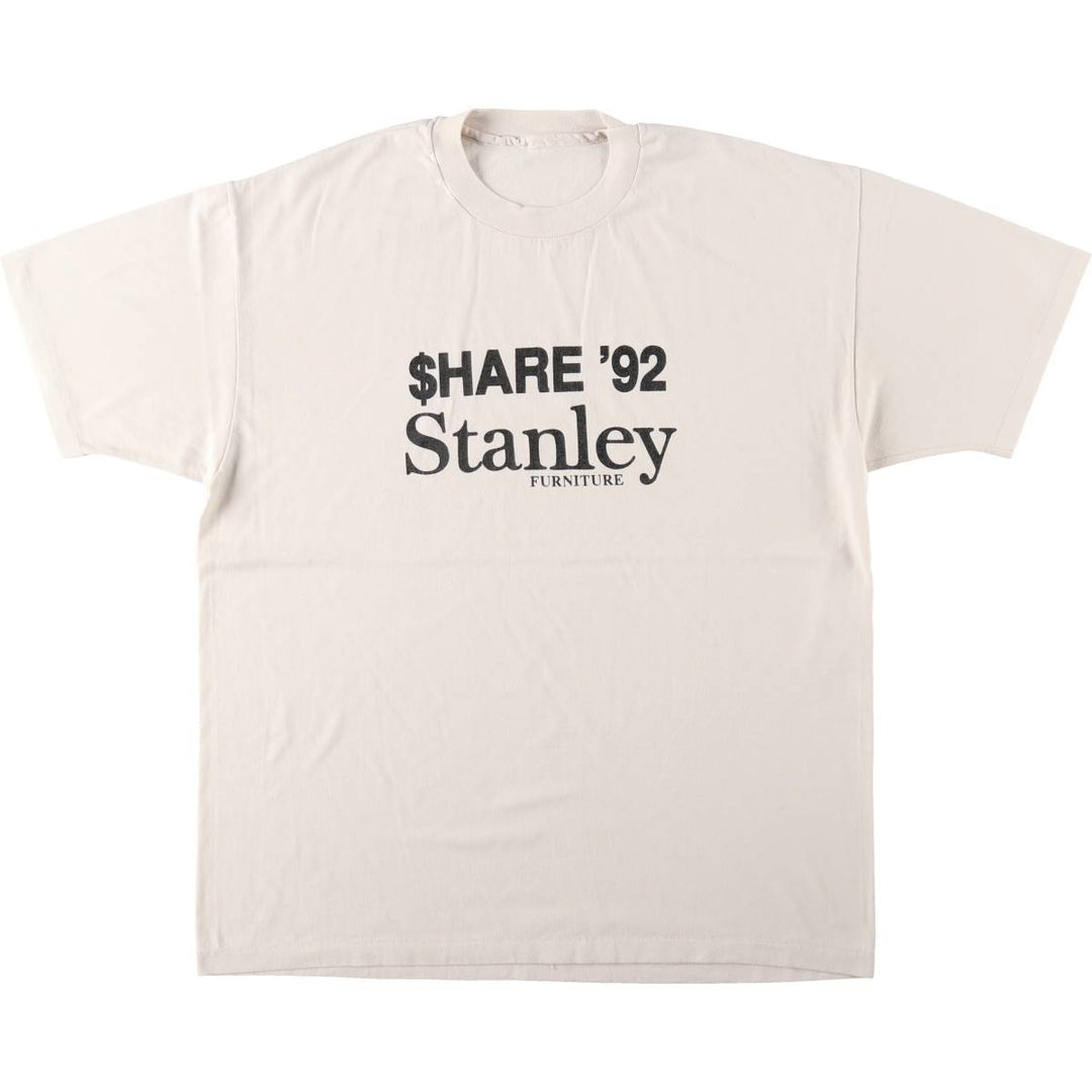 90'S Stanley Furniture Advertising T-Shirt, Men's XL equivalent, Vintage unclear white type Vintage Second Hand