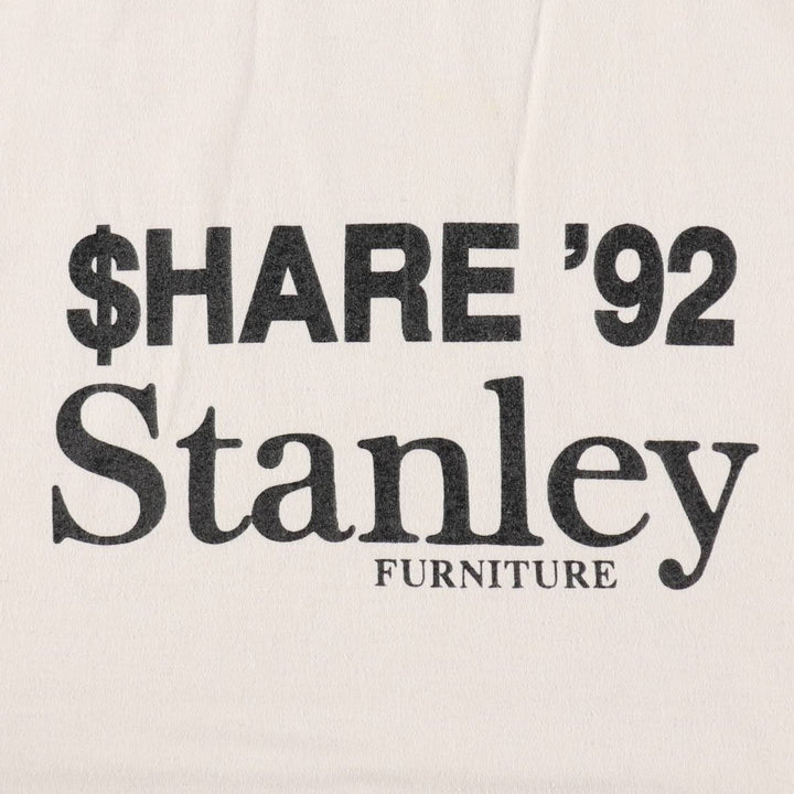 90'S Stanley Furniture Advertising T-Shirt, Men's XL equivalent, Vintage unclear white type Vintage Second Hand
