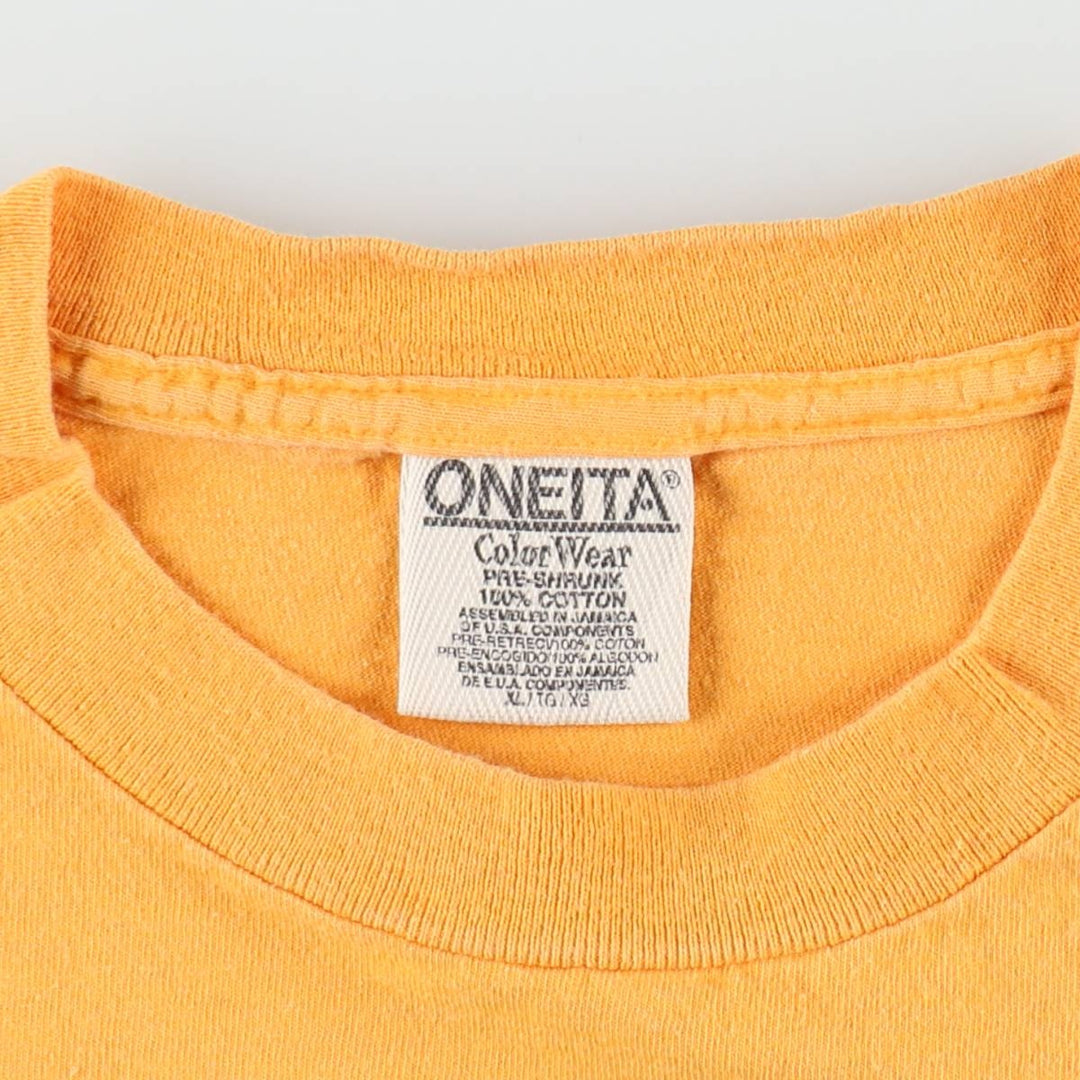 90'S ONEITA Color Wear Print T-Shirt, Men's XL equivalent, Vintage cotton orange type Vintage Second Hand