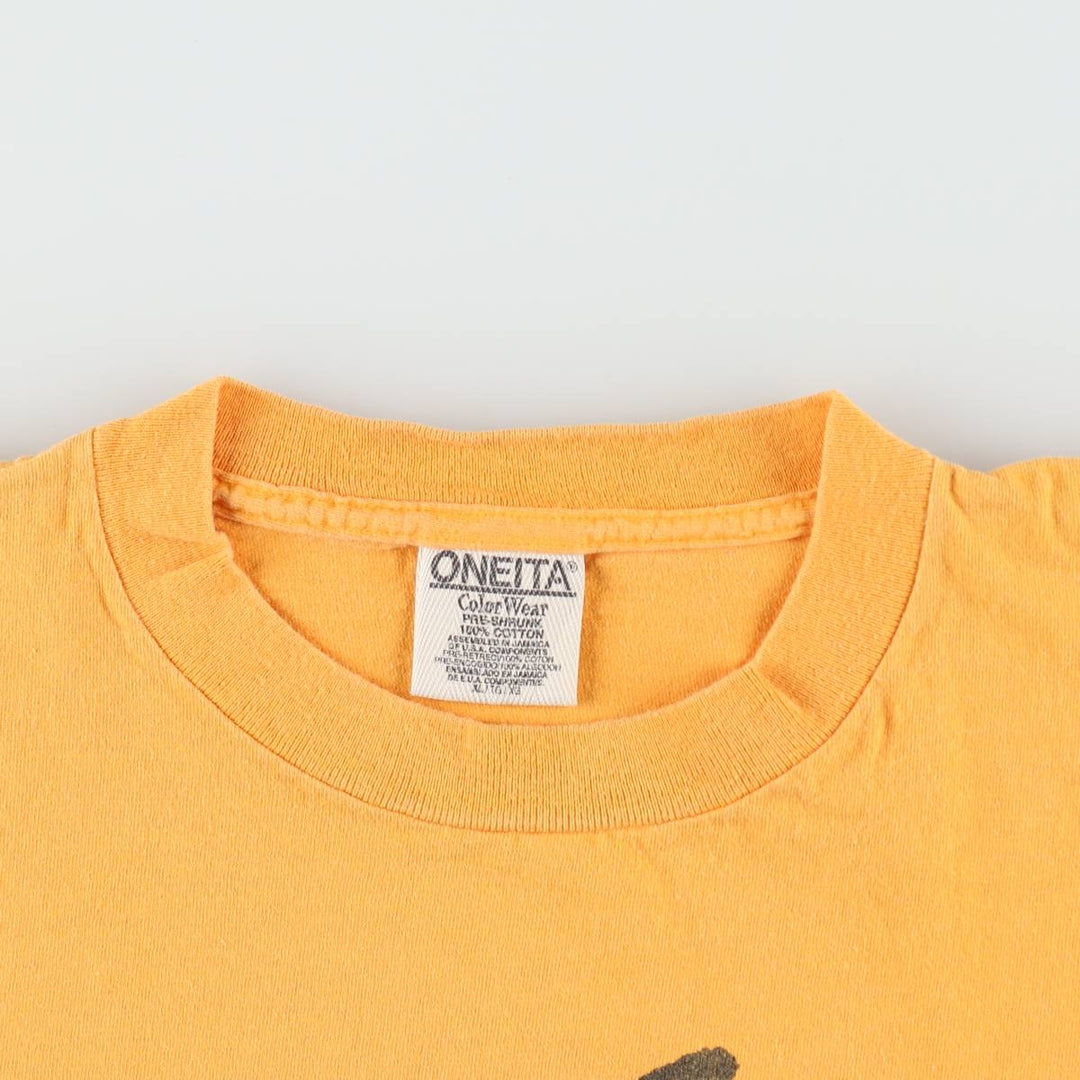 90'S ONEITA Color Wear Print T-Shirt, Men's XL equivalent, Vintage cotton orange type Vintage Second Hand