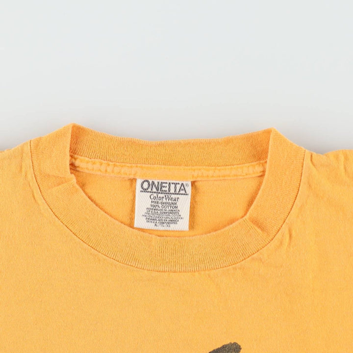 90'S ONEITA Color Wear Print T-Shirt, Men's XL equivalent, Vintage cotton orange type Vintage Second Hand
