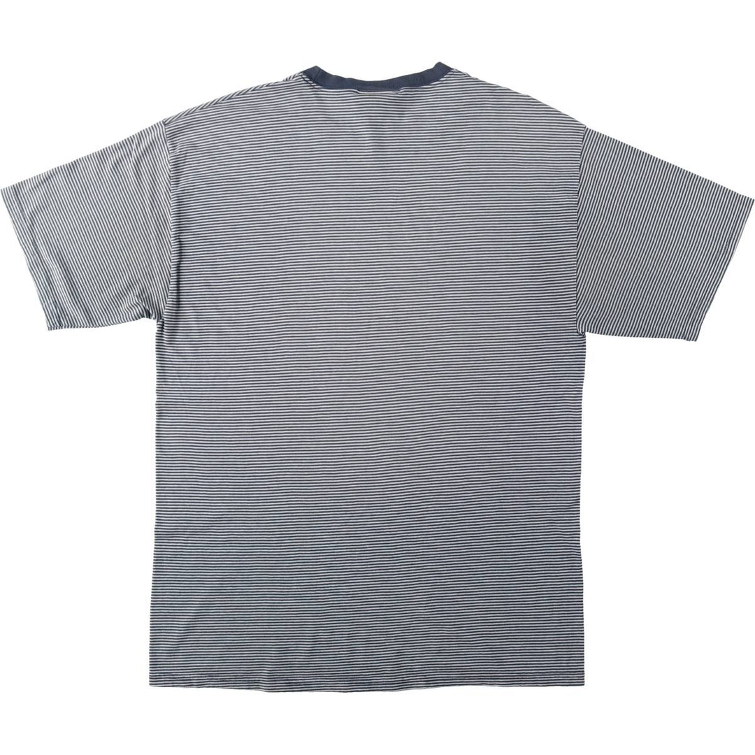 BASIC EDITIONS Short-Sleeve Striped T-Shirt, Men's Size M (approx.) unclear navy blue type Vintage Second Hand