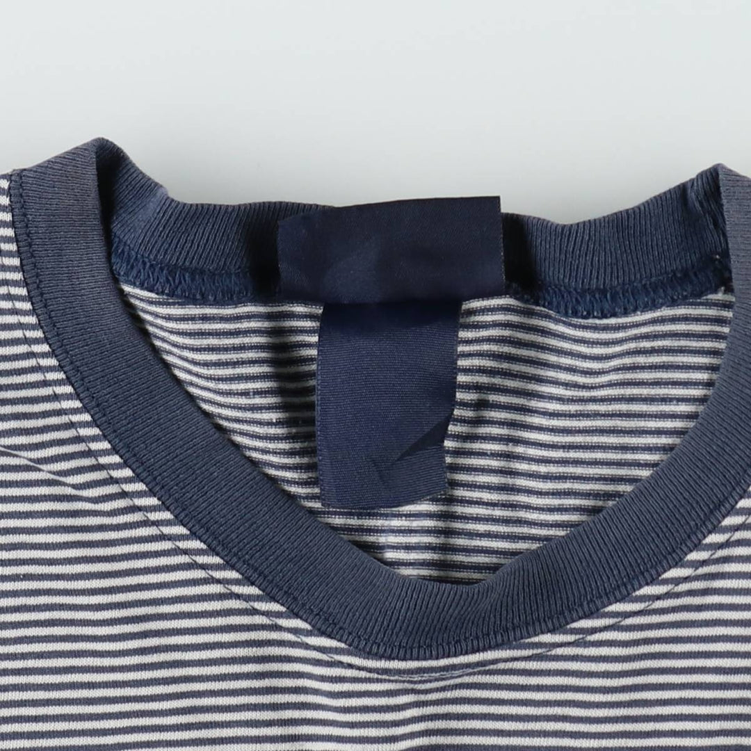 BASIC EDITIONS Short-Sleeve Striped T-Shirt, Men's Size M (approx.) unclear navy blue type Vintage Second Hand