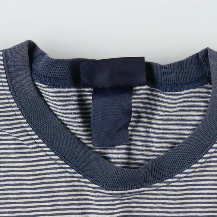 BASIC EDITIONS Short-Sleeve Striped T-Shirt, Men's Size M (approx.) unclear navy blue type Vintage Second Hand