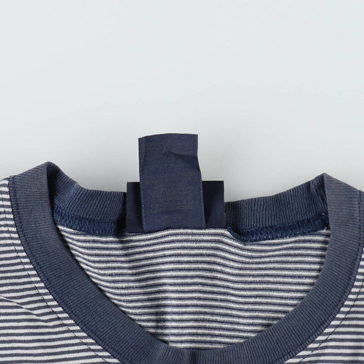 BASIC EDITIONS Short-Sleeve Striped T-Shirt, Men's Size M (approx.) unclear navy blue type Vintage Second Hand