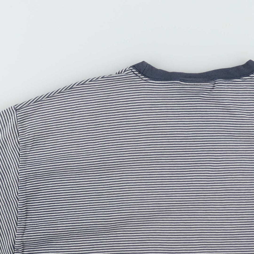 BASIC EDITIONS Short-Sleeve Striped T-Shirt, Men's Size M (approx.) unclear navy blue type Vintage Second Hand