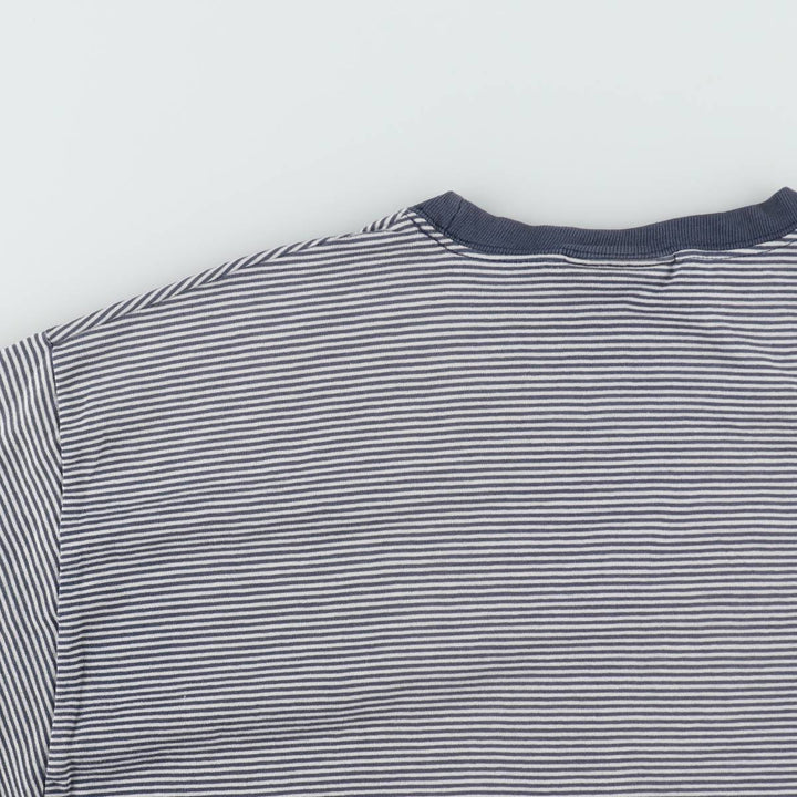 BASIC EDITIONS Short-Sleeve Striped T-Shirt, Men's Size M (approx.) unclear navy blue type Vintage Second Hand