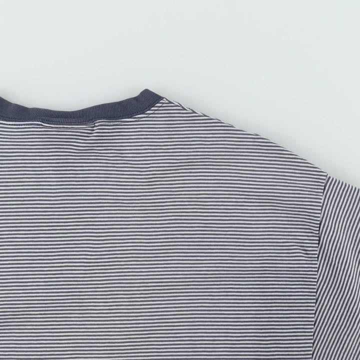 BASIC EDITIONS Short-Sleeve Striped T-Shirt, Men's Size M (approx.) unclear navy blue type Vintage Second Hand