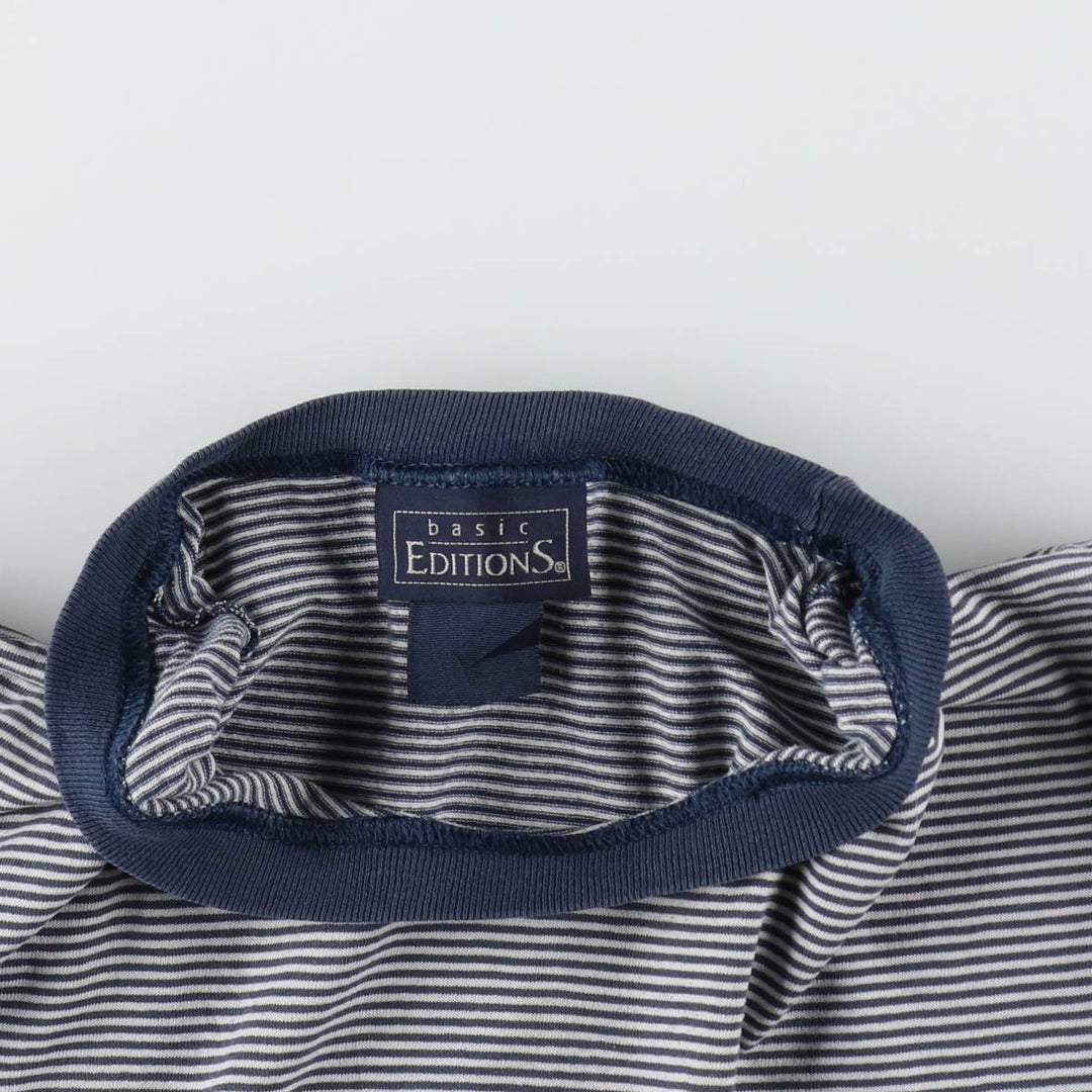 BASIC EDITIONS Short-Sleeve Striped T-Shirt, Men's Size M (approx.) unclear navy blue type Vintage Second Hand
