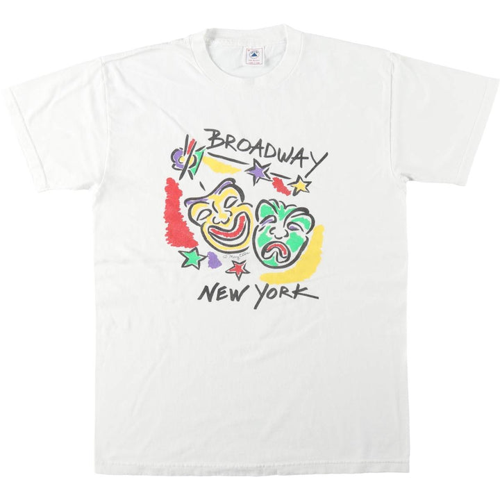 Delta PRO WEIGHT Printed T-Shirt, Made in USA, Men's Size M (equivalent) cotton white type Vintage Second Hand