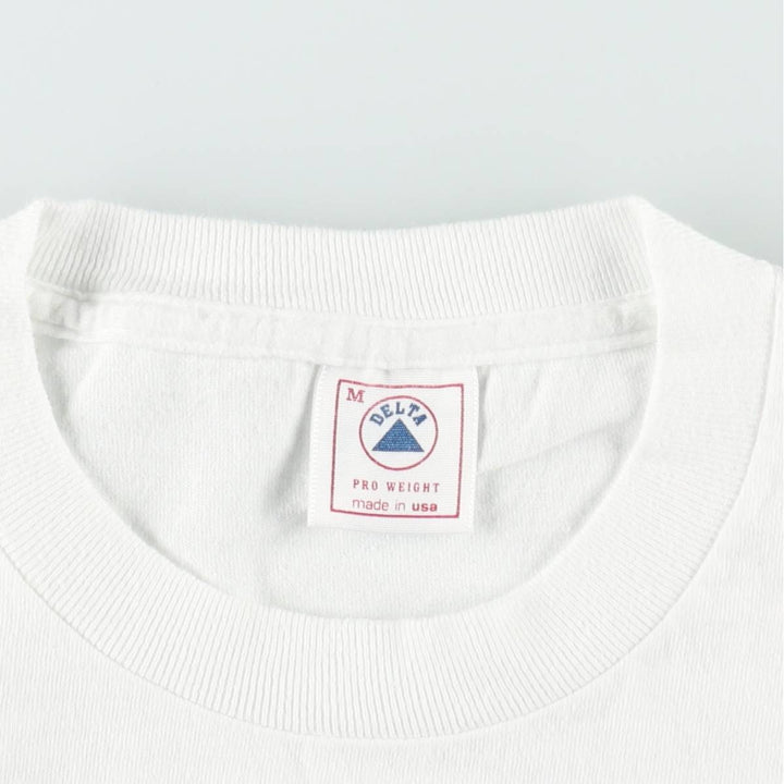 Delta PRO WEIGHT Printed T-Shirt, Made in USA, Men's Size M (equivalent) cotton white type Vintage Second Hand