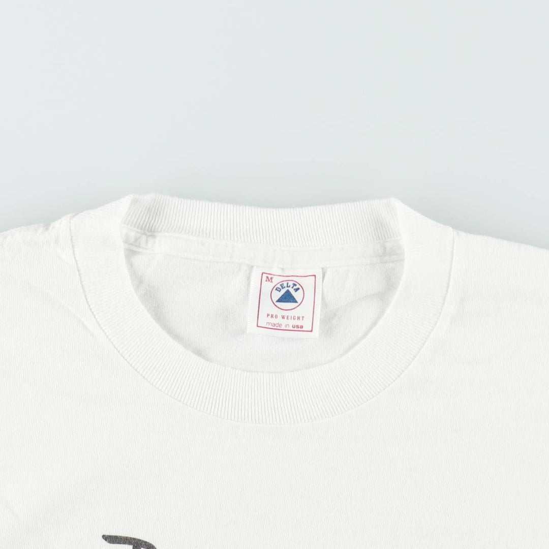 Delta PRO WEIGHT Printed T-Shirt, Made in USA, Men's Size M (equivalent) cotton white type Vintage Second Hand