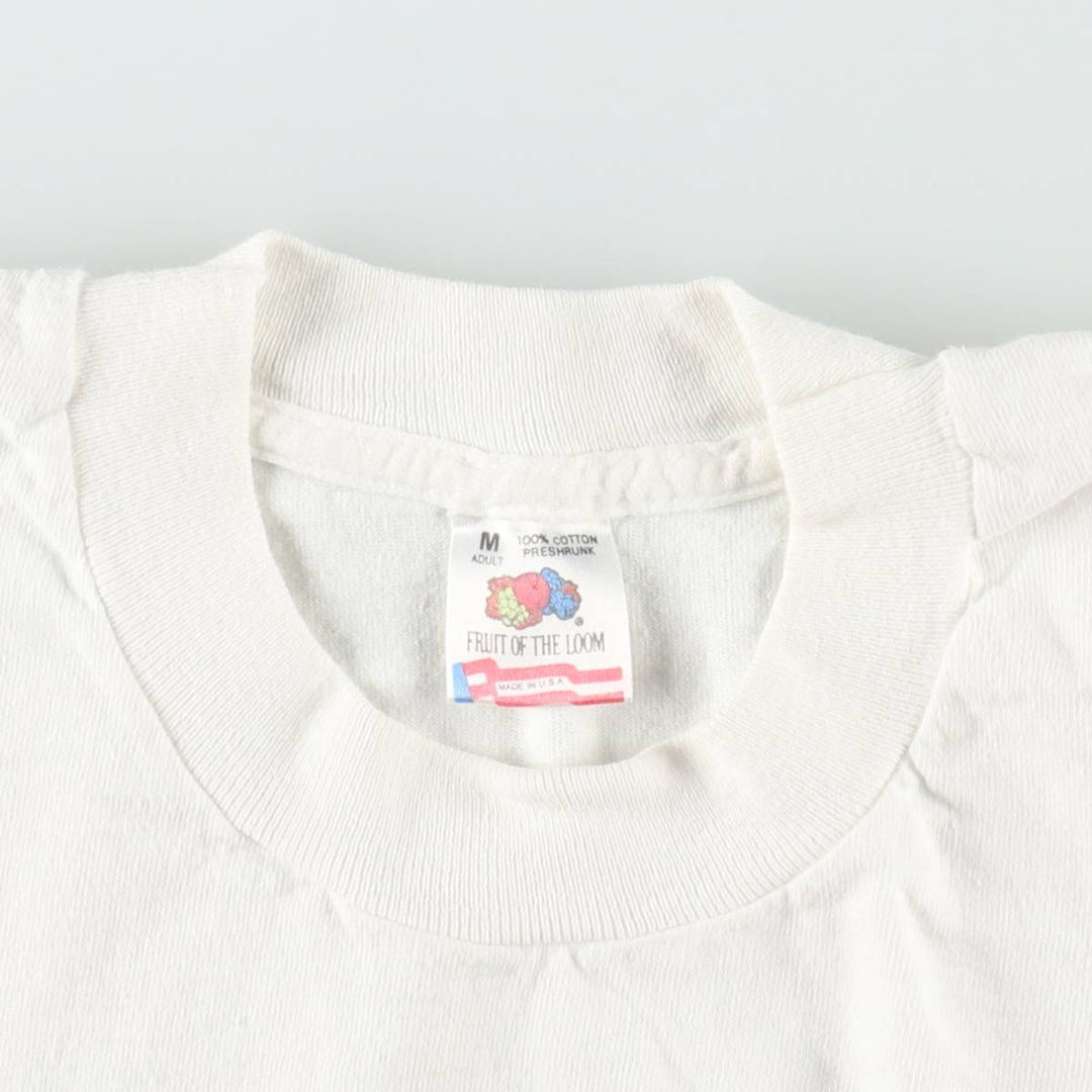 90'S Fruit of the Loom printed T-shirt, made in the USA, men's size M, vintage cotton white type Vintage Second Hand