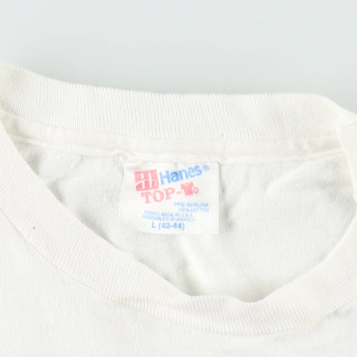 90'S Hanes TOP-T Print T-Shirt, Made in USA, Men's Size L (Equivalent), Vintage cotton white type Vintage Second Hand