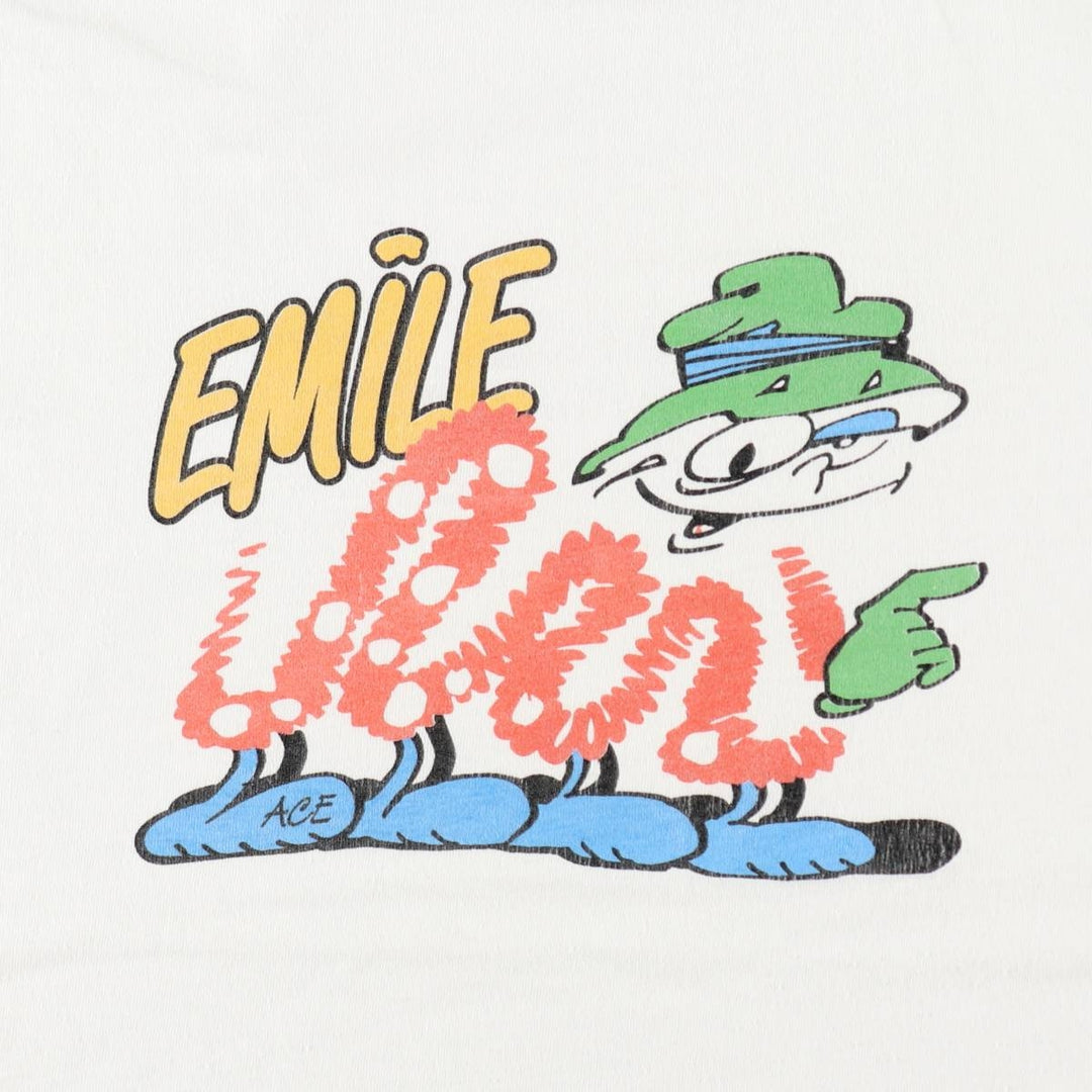 90'S Hanes TOP-T Print T-Shirt, Made in USA, Men's Size L (Equivalent), Vintage cotton white type Vintage Second Hand