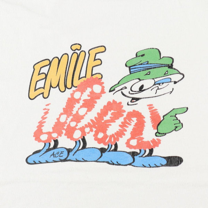 90'S Hanes TOP-T Print T-Shirt, Made in USA, Men's Size L (Equivalent), Vintage cotton white type Vintage Second Hand