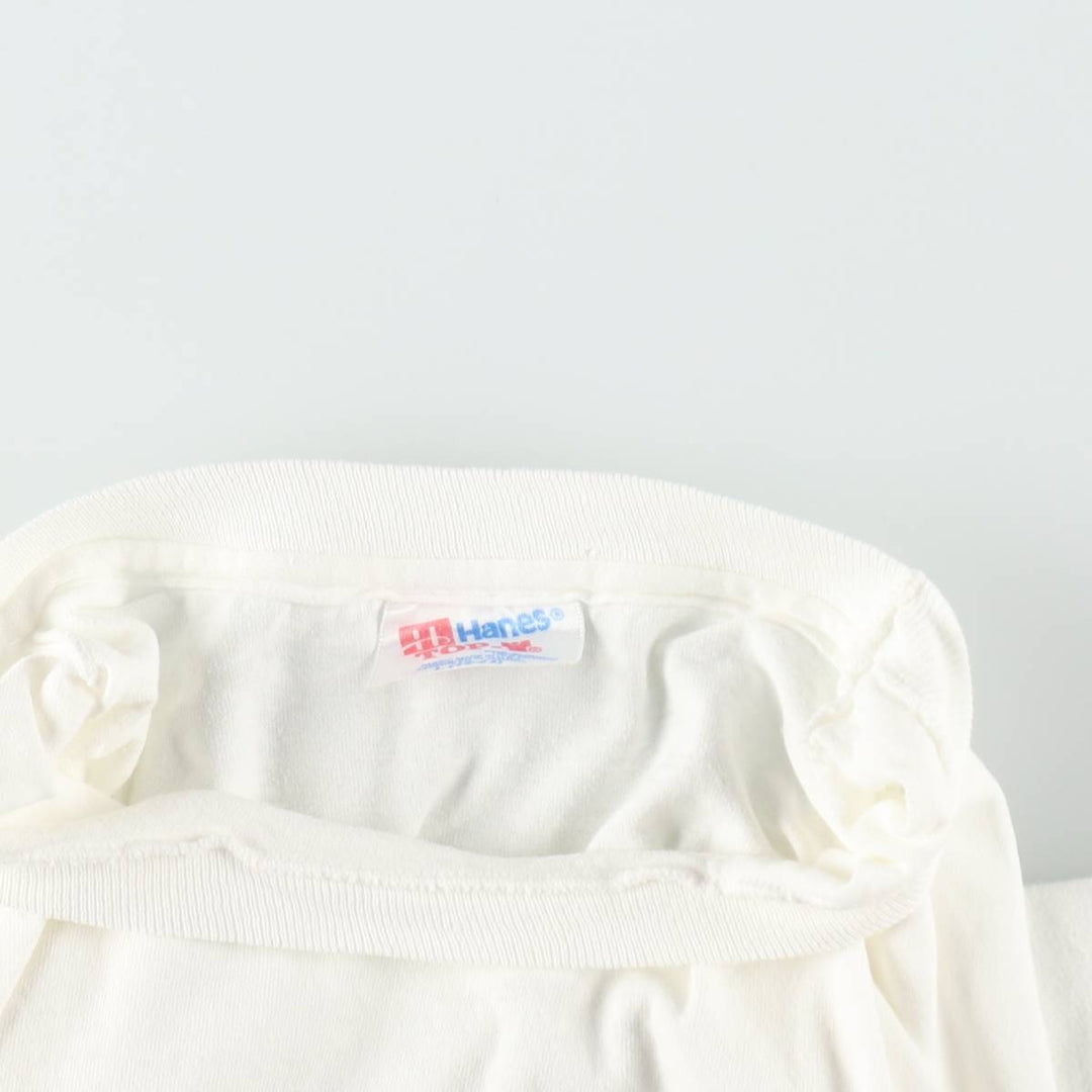 90'S Hanes TOP-T Print T-Shirt, Made in USA, Men's Size L (Equivalent), Vintage cotton white type Vintage Second Hand