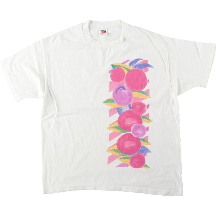 90'S Anvil Printed T-shirt Made in USA Men's XL Vintage cotton white type Vintage Second Hand