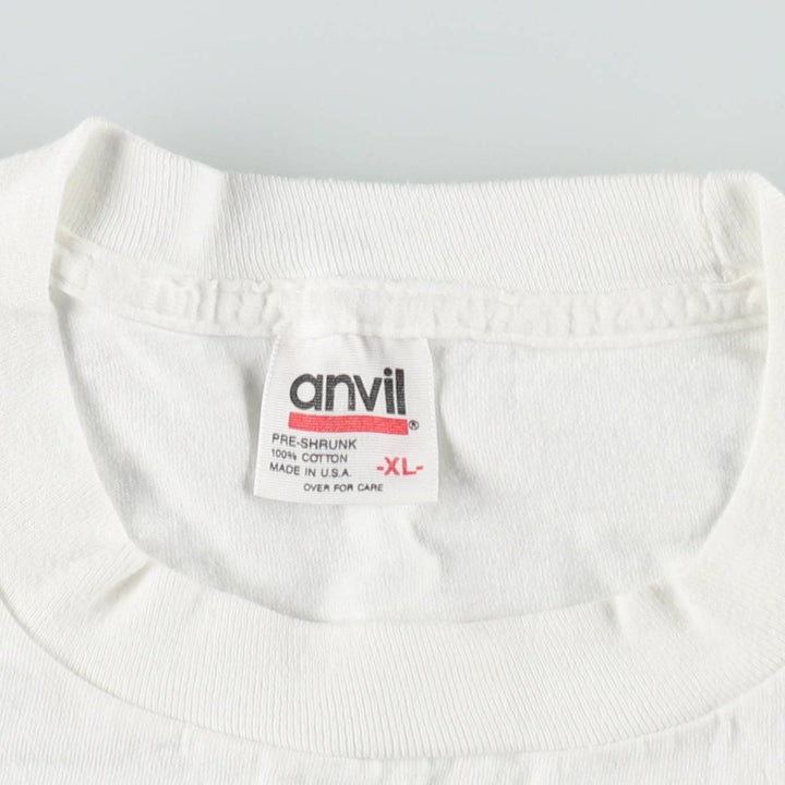 90'S Anvil Printed T-shirt Made in USA Men's XL Vintage cotton white type Vintage Second Hand