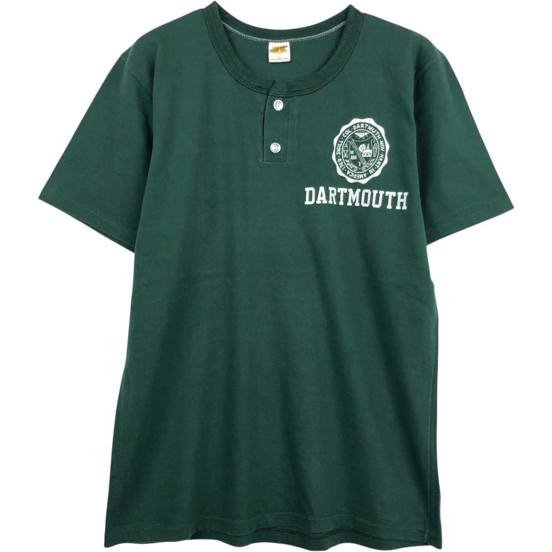 ~1980'S Russell Gold Tag Henley Neck College T-Shirt, Men's Size L (Equivalent), Vintage cotton Green type dark green Vintage Second Hand