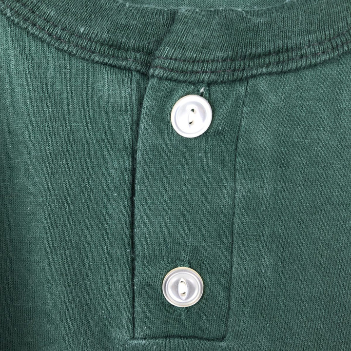 ~1980'S Russell Gold Tag Henley Neck College T-Shirt, Men's Size L (Equivalent), Vintage cotton Green type dark green Vintage Second Hand