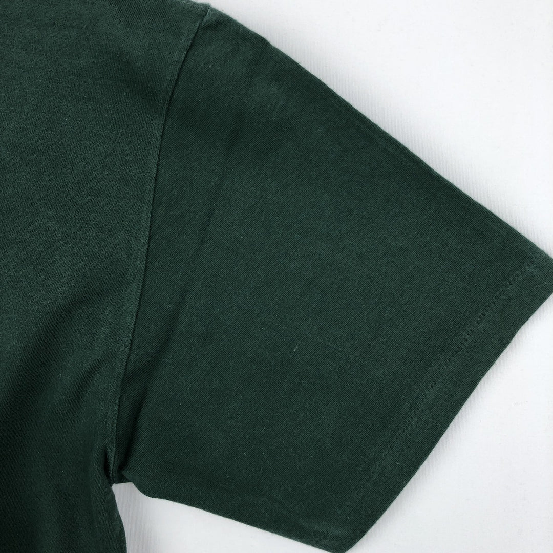 ~1980'S Russell Gold Tag Henley Neck College T-Shirt, Men's Size L (Equivalent), Vintage cotton Green type dark green Vintage Second Hand