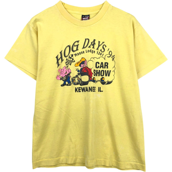 90'S Fruit of the Loom printed T-shirt, made in the USA, men's size L, vintage cotton lemon yellow Vintage Second Hand