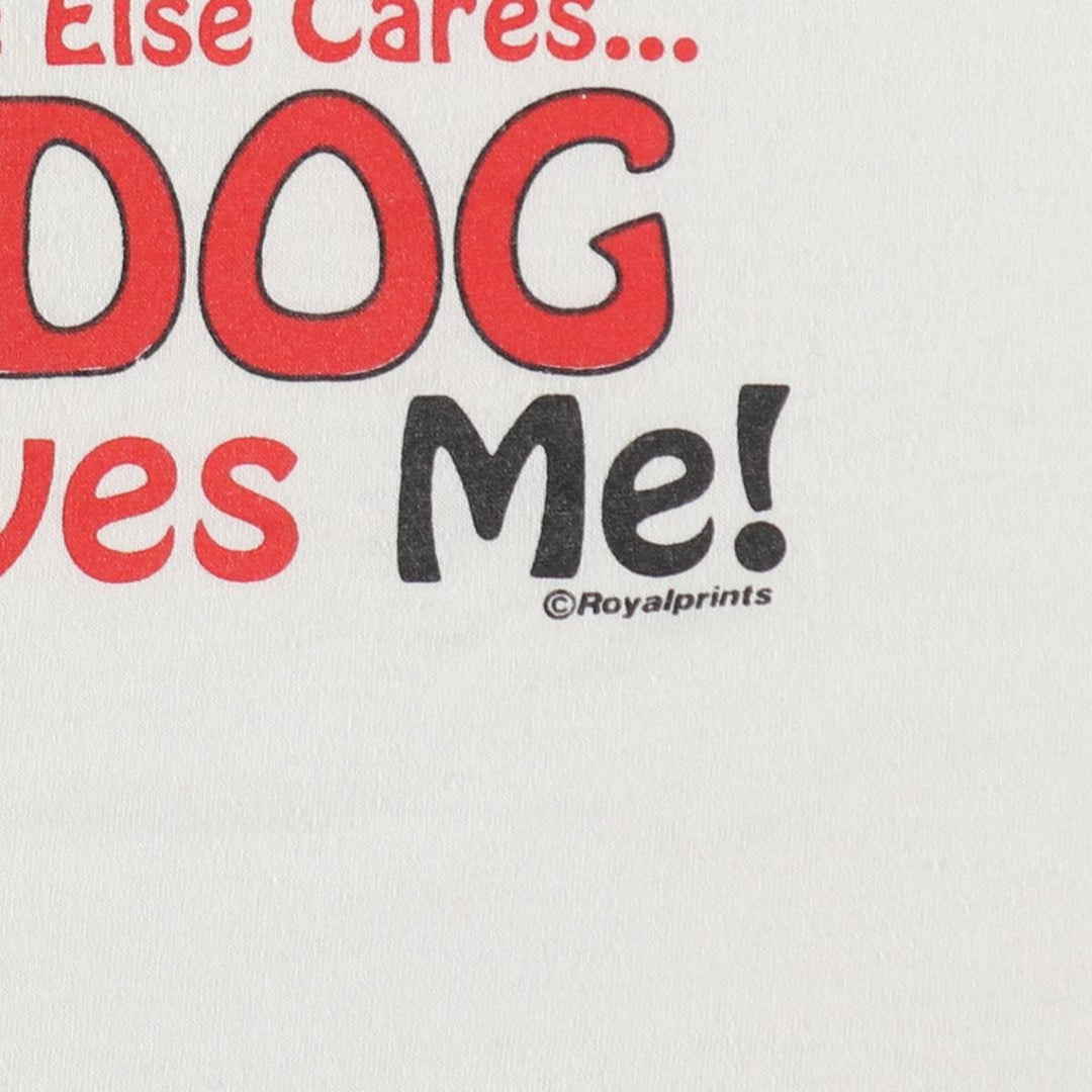 Dog print football t-shirt, men's size M, vintage. unclear white type Vintage Second Hand