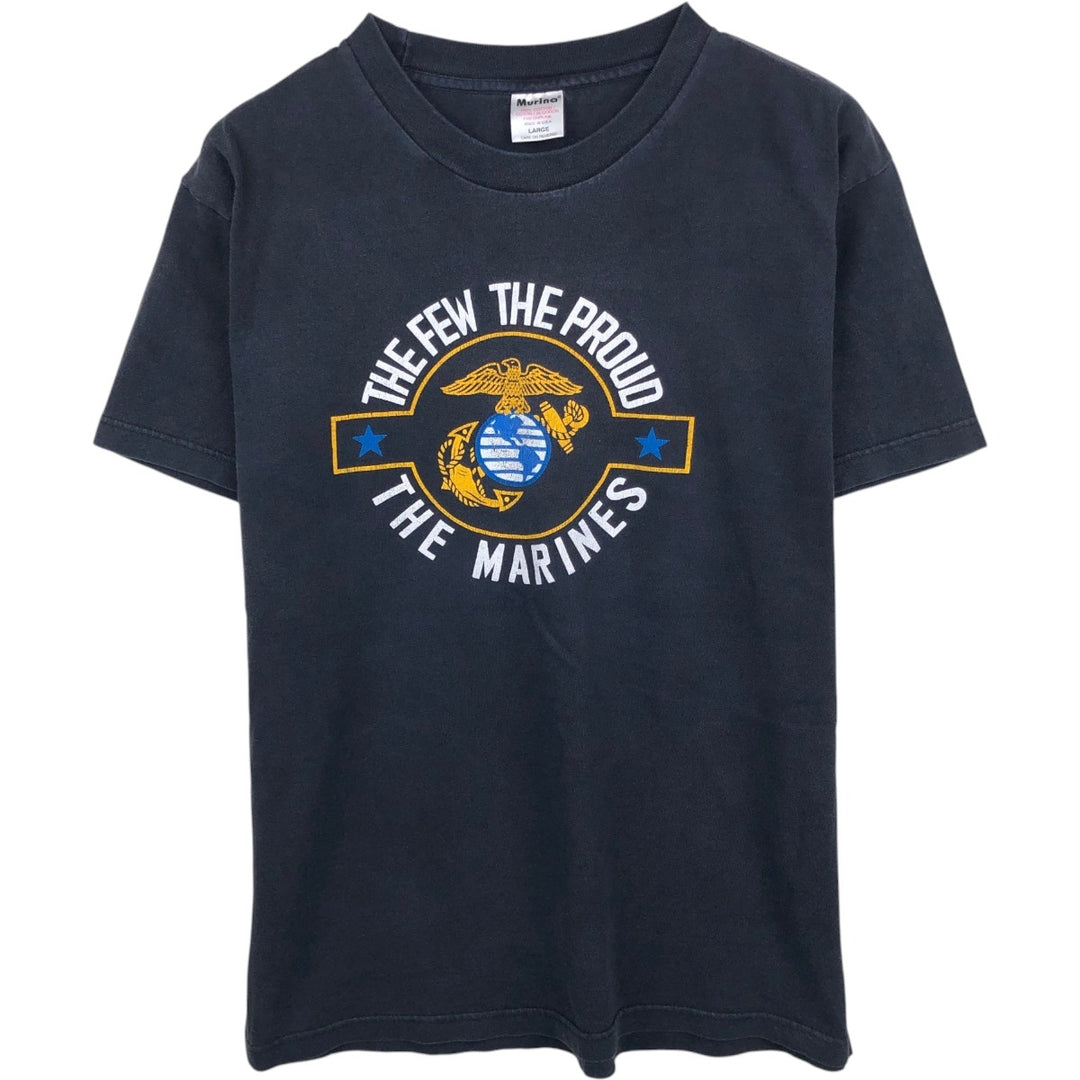 Murina US Marine Corps Print T-Shirt, Made in USA, Men's Size L cotton black type Vintage Second Hand