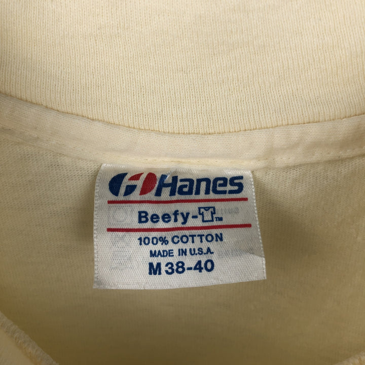 90'S Hanes BEEFY-T Printed T-shirt, Made in USA, Men's M, Vintage cotton unbleached Vintage Second Hand