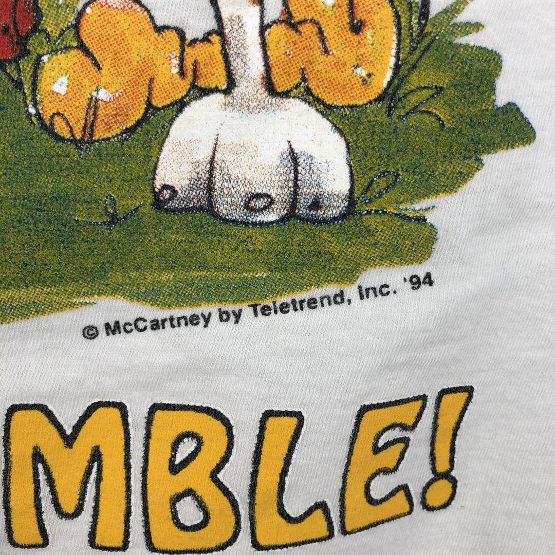 Dog print T-shirt, men's size M equivalent, vintage. unclear white type Vintage Second Hand