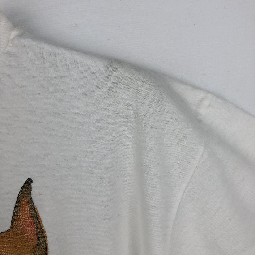 Dog print T-shirt, men's size M equivalent, vintage. unclear white type Vintage Second Hand