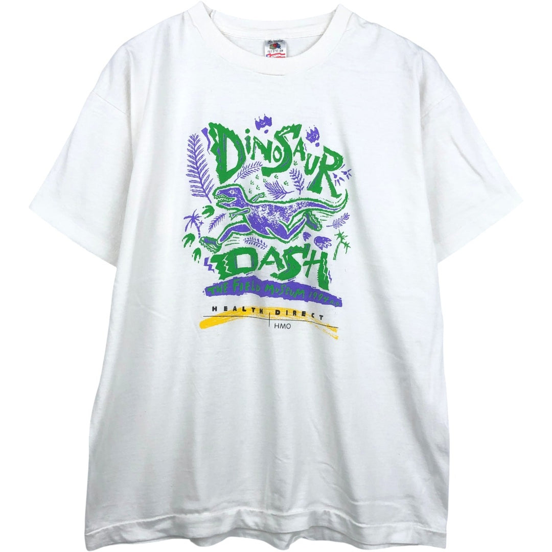 90'S Fruit of the Loom printed T-shirt, made in the USA, men's XL size, vintage cotton white type Vintage Second Hand