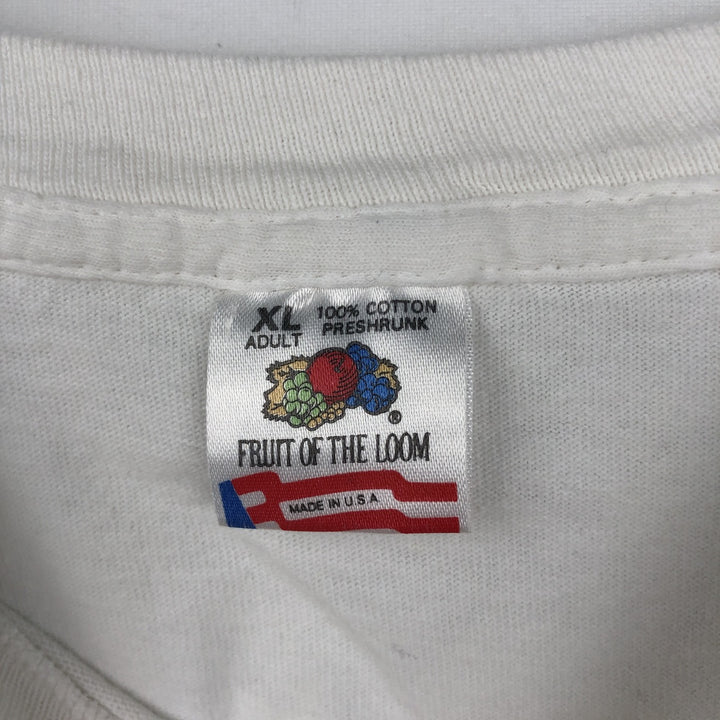 90'S Fruit of the Loom printed T-shirt, made in the USA, men's XL size, vintage cotton white type Vintage Second Hand