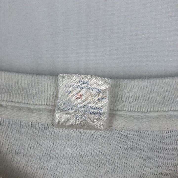 80'S Harvey Woods print T-shirt, made in Canada, men's size L equivalent, vintage. cotton white type Vintage Second Hand