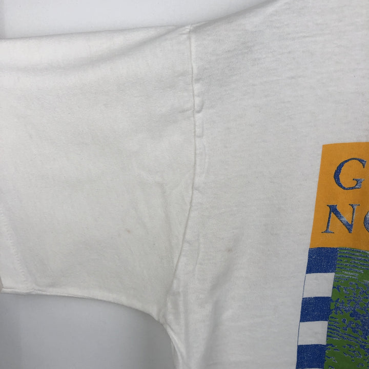 80'S Harvey Woods print T-shirt, made in Canada, men's size L equivalent, vintage. cotton white type Vintage Second Hand