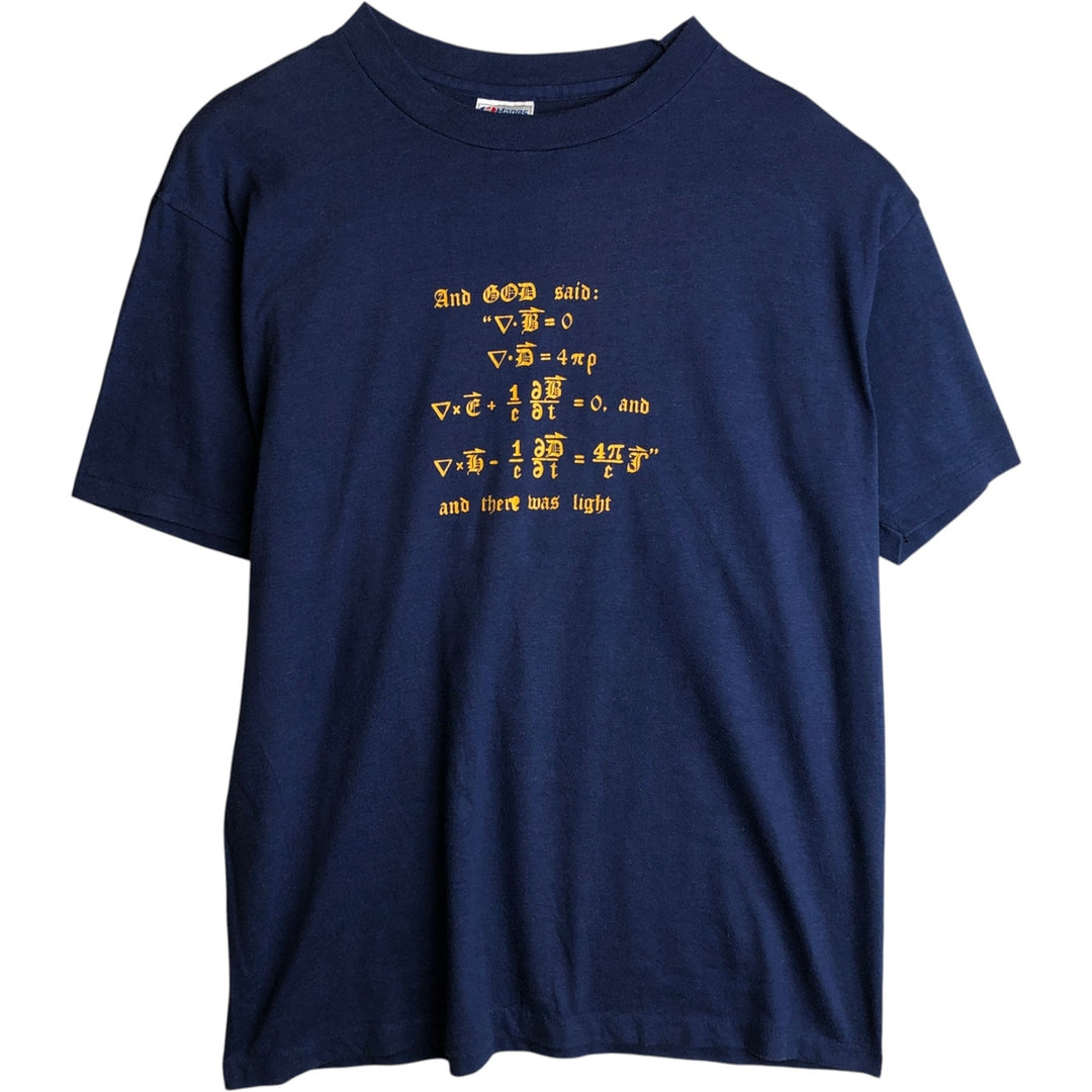 Vintage 1980'S Hanes Fifty-Fifty Blue Tag Print T-Shirt, Made in USA, Men's XL cotton navy blue type Vintage Second Hand