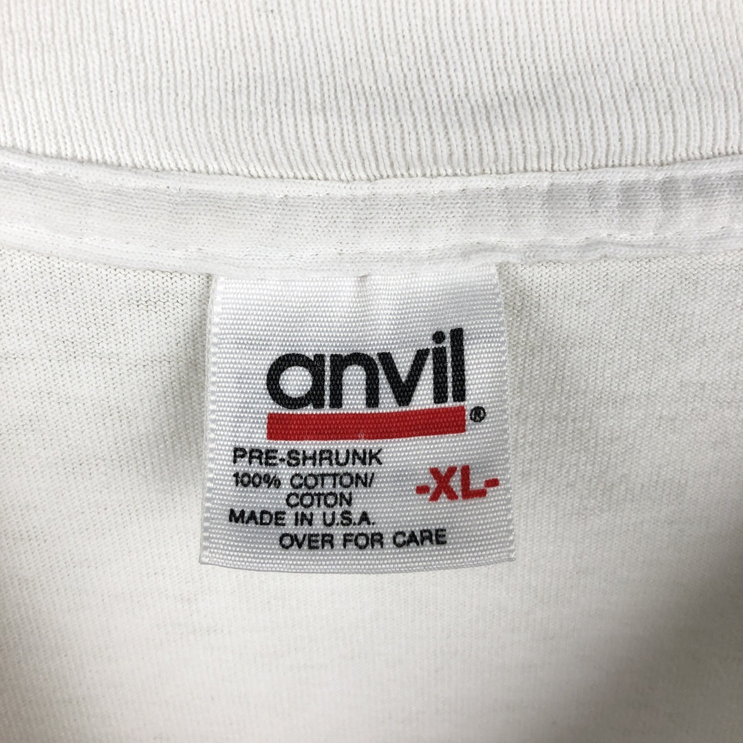 90'S Anvil Printed T-shirt Made in USA Men's XL Vintage cotton white type Vintage Second Hand