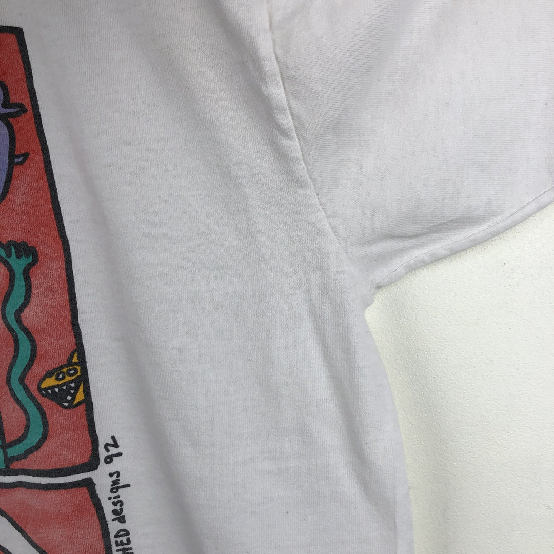 90'S Anvil Printed T-shirt Made in USA Men's XL Vintage cotton white type Vintage Second Hand