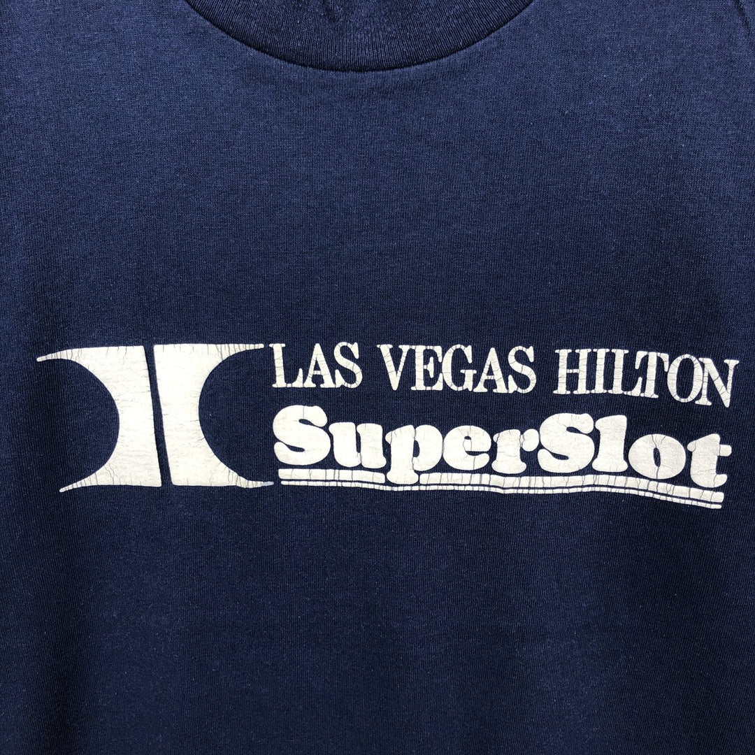 90'S ONEITA POWER 50 Print T-Shirt, Made in USA, Men's Size L (approx.) polyester navy blue type Vintage Second Hand