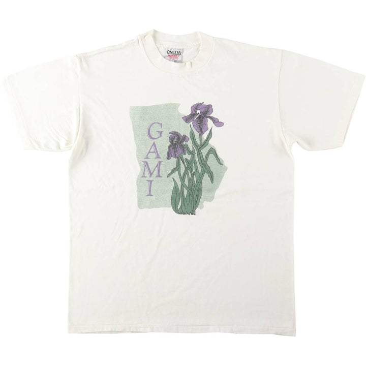 90'S ONEITA POWER-T Printed T-shirt Made in USA Men's L size Vintage cotton unbleached Vintage Second Hand