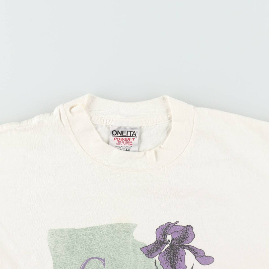 90'S ONEITA POWER-T Printed T-shirt Made in USA Men's L size Vintage cotton unbleached Vintage Second Hand
