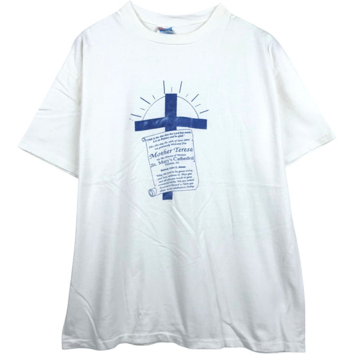 90'S Hanes BEEFY-T Message Print T-Shirt Made in USA Men's XL Vintage cotton white type Vintage Second Hand