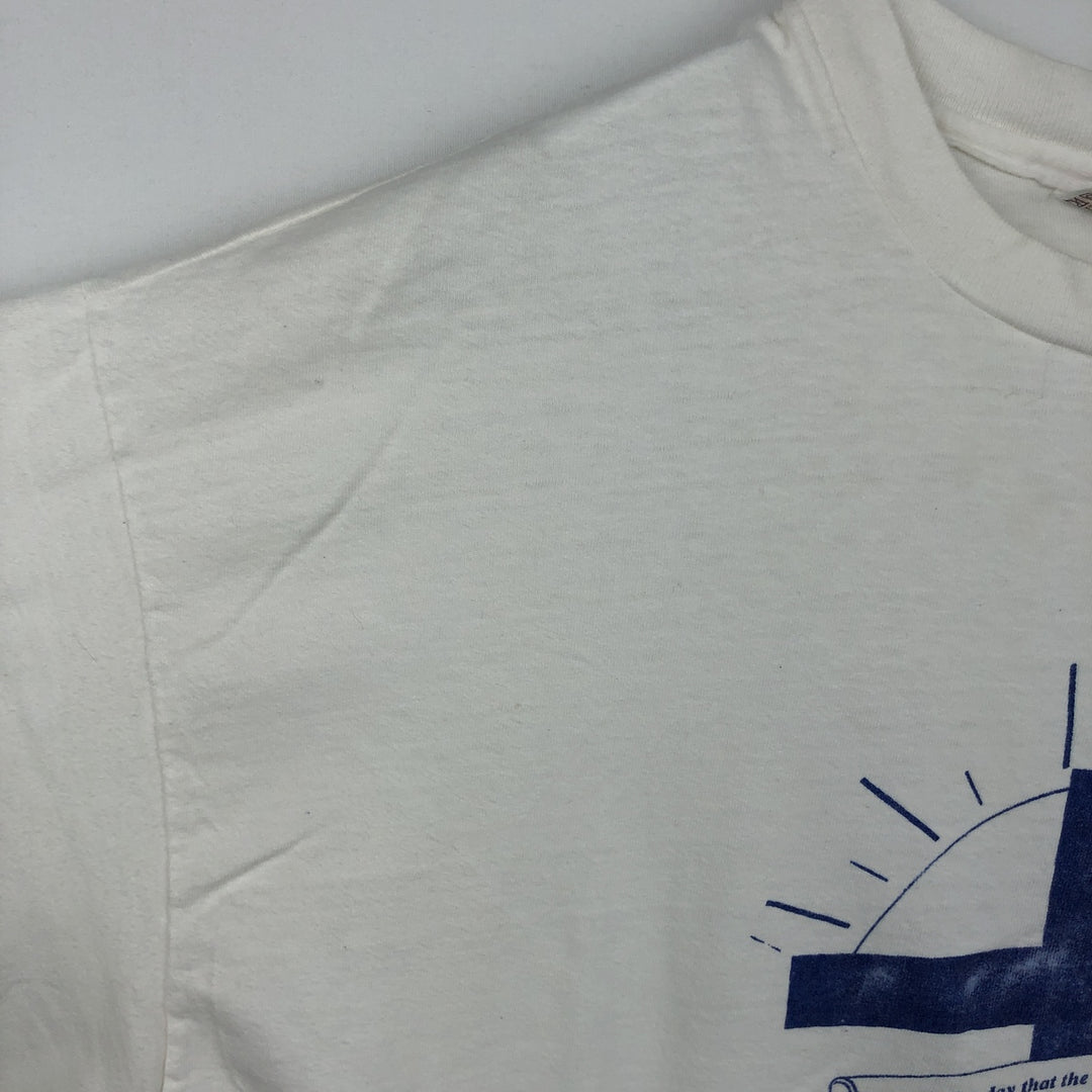 90'S Hanes BEEFY-T Message Print T-Shirt Made in USA Men's XL Vintage cotton white type Vintage Second Hand