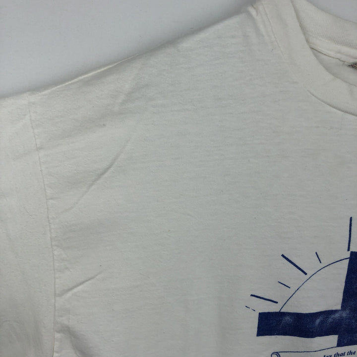90'S Hanes BEEFY-T Message Print T-Shirt Made in USA Men's XL Vintage cotton white type Vintage Second Hand