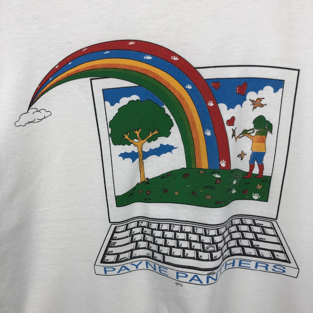 Vintage 90'S Hanes printed T-shirt, made in the USA, size L for men cotton white type Vintage Second Hand
