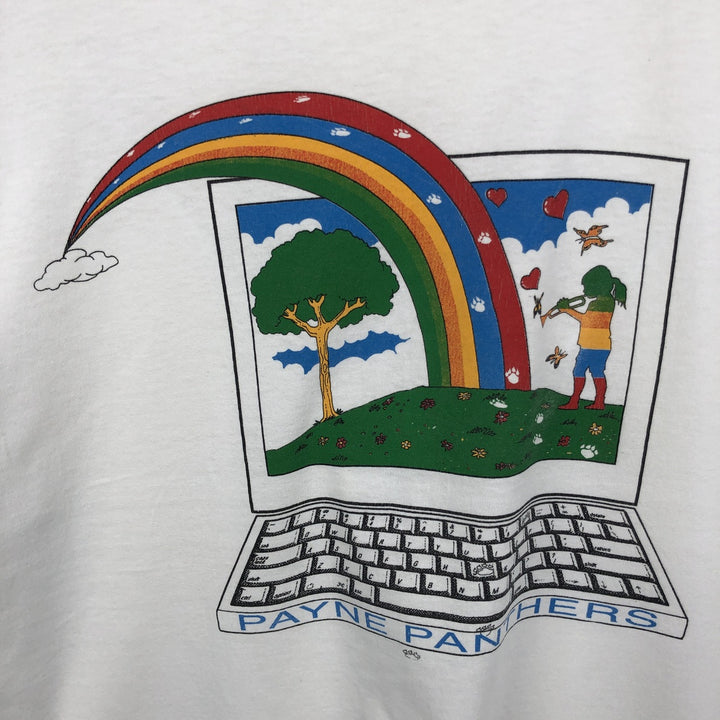 Vintage 90'S Hanes printed T-shirt, made in the USA, size L for men cotton white type Vintage Second Hand